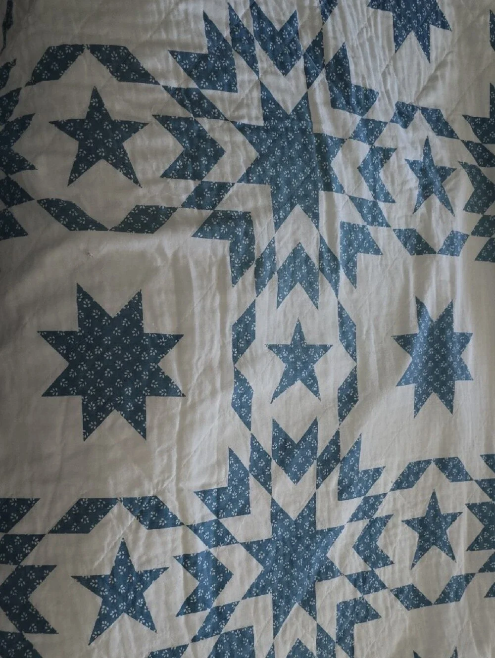 Classic Blue and White Quilted Bedspread